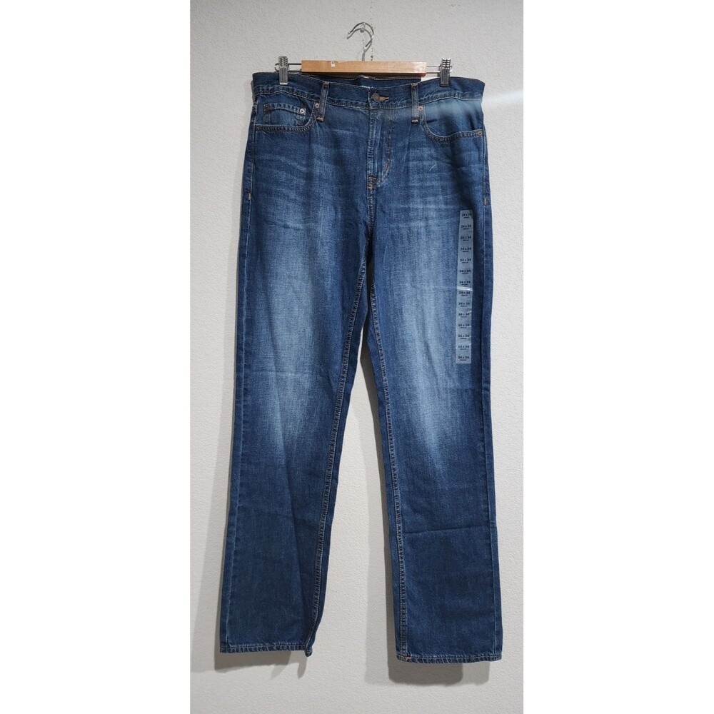 NWT Old Navy Jeans Mens 34x34 Blue Medium Wash Straight Distressed Denim